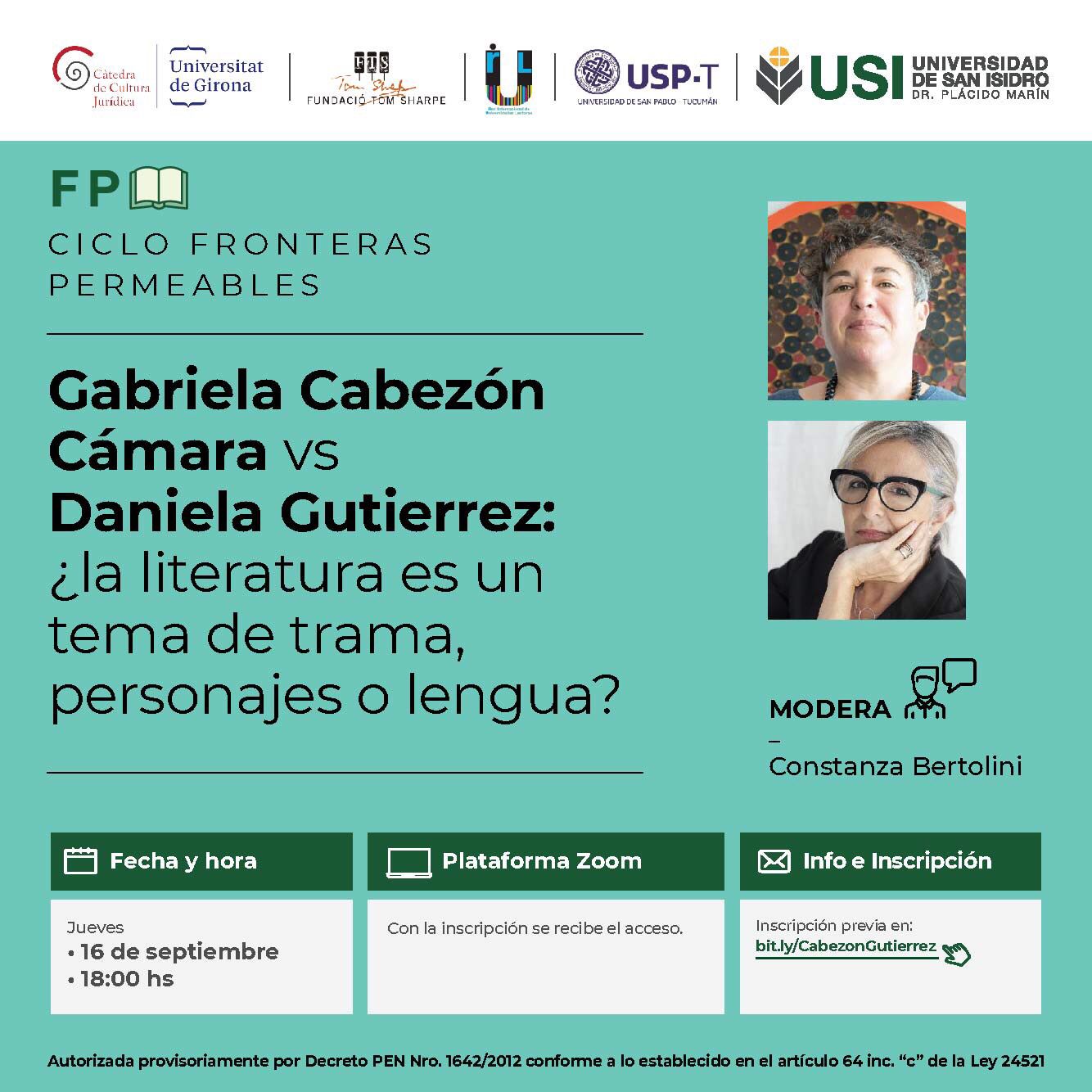 Ciclo Fronteras Permeables. Gabriela Cabezón Cámara vs Daniela Gutierrez: ¿la literatura es un tema de trama, personajeso lengua?